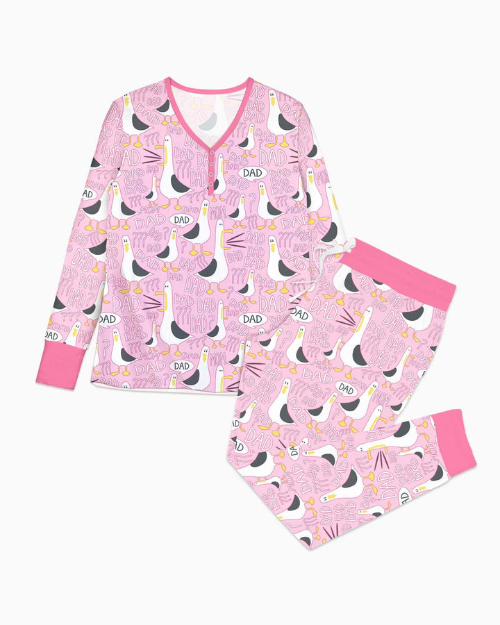 Lustiger Möwen-PAPAPA-Pyjama aus Bambus für Damen