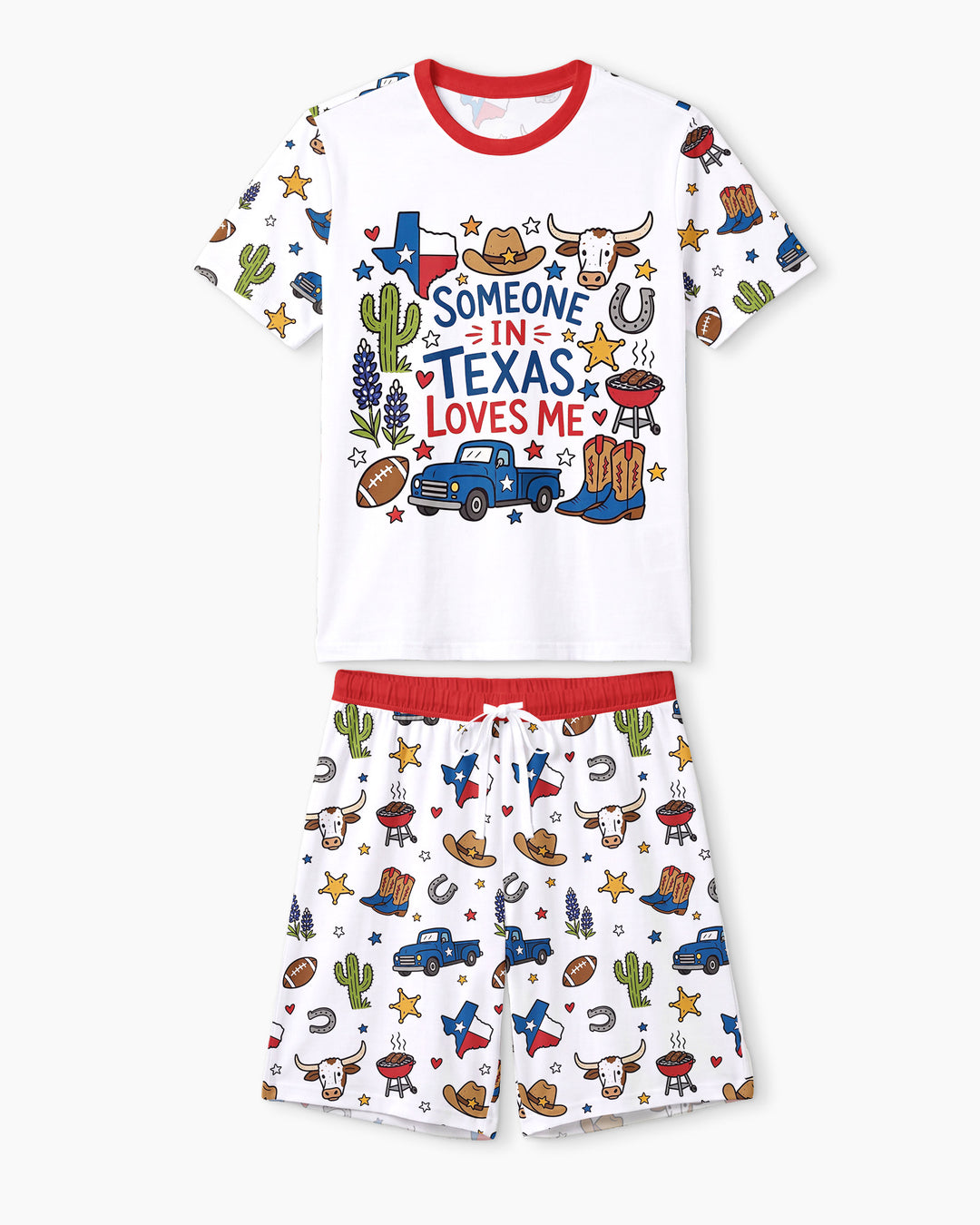 Someone in Texas Loves Me Bamboo Men Short Sleeve Short Pajama Set