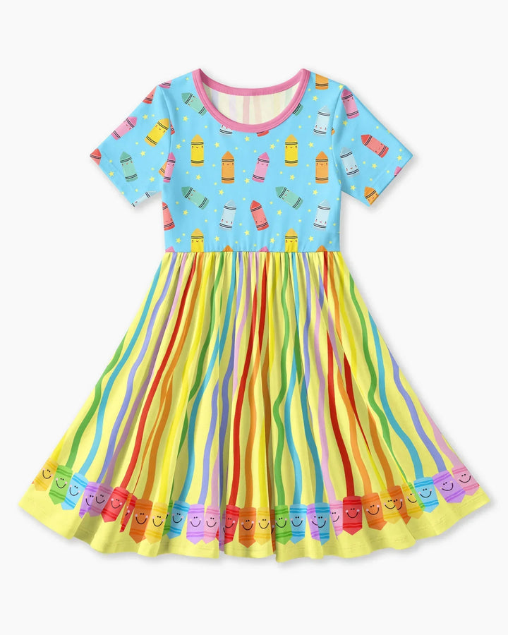 Happy Crayon Friends Bamboo Twirl Dress