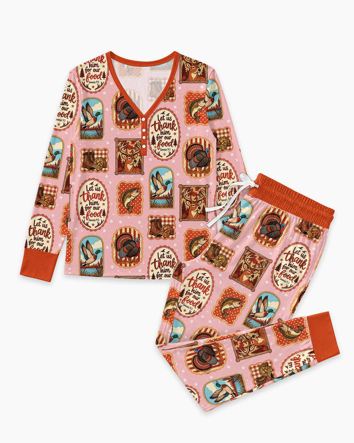 Hunting Let Us Thank Him For Our Food Bamboo Women Pajama Set