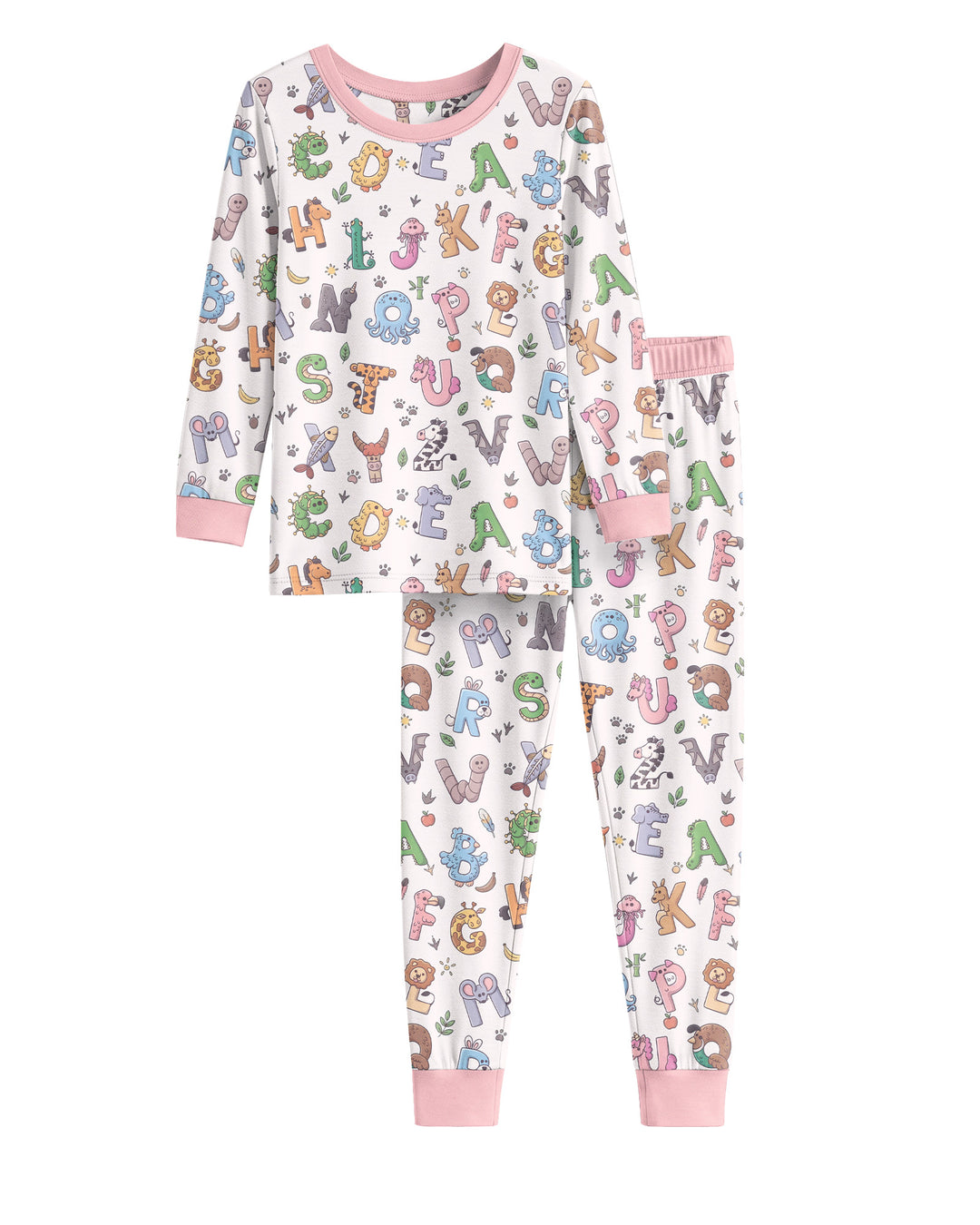 Animals Alphabet Bamboo Two Piece Long Sleeve Pajama Set
