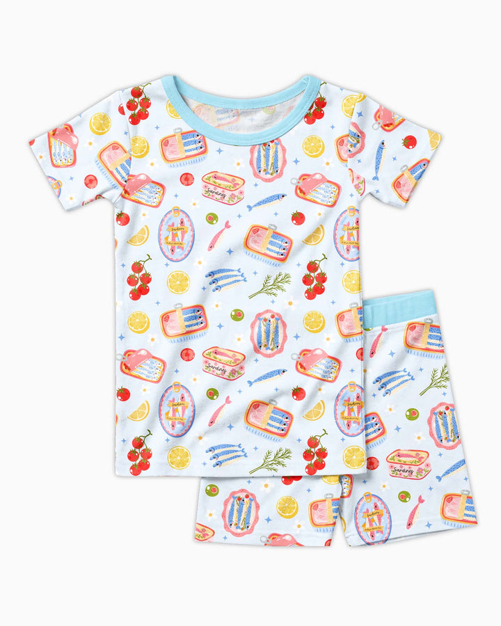 Schlafanzug-Set zweiteilig, kurze Ärmel, kurze Hose, Bambus