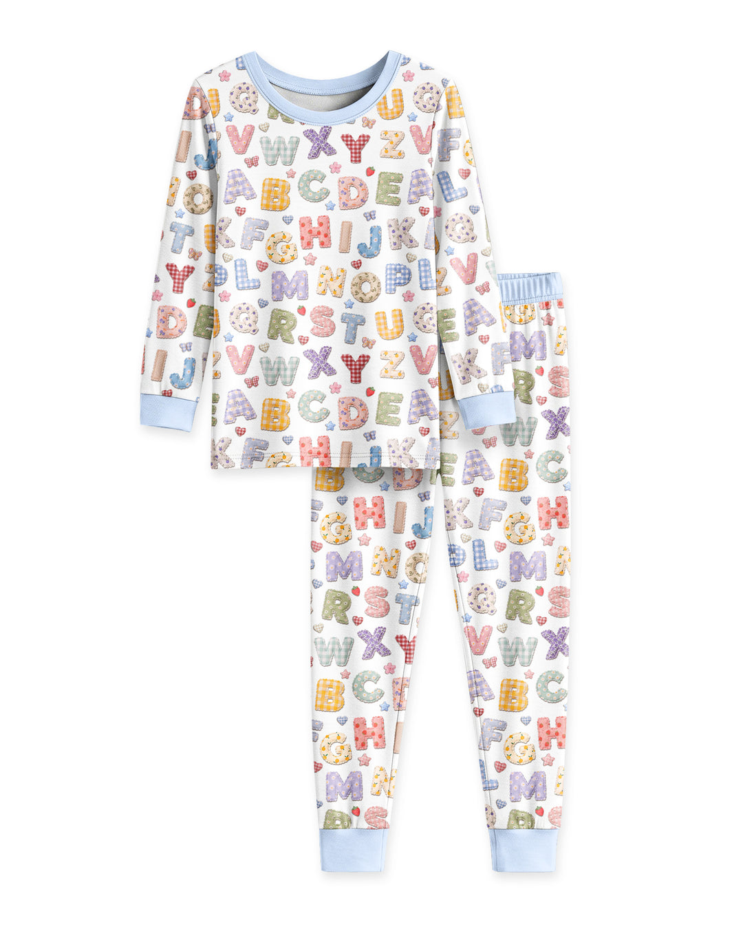 Fabric Alphabet Letters Bamboo Two Piece Long Sleeve Pajama Set