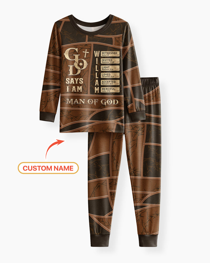 Personalized God Says I Am Letter In Bible Bamboo Two Piece Long Sleeve Pajama Set