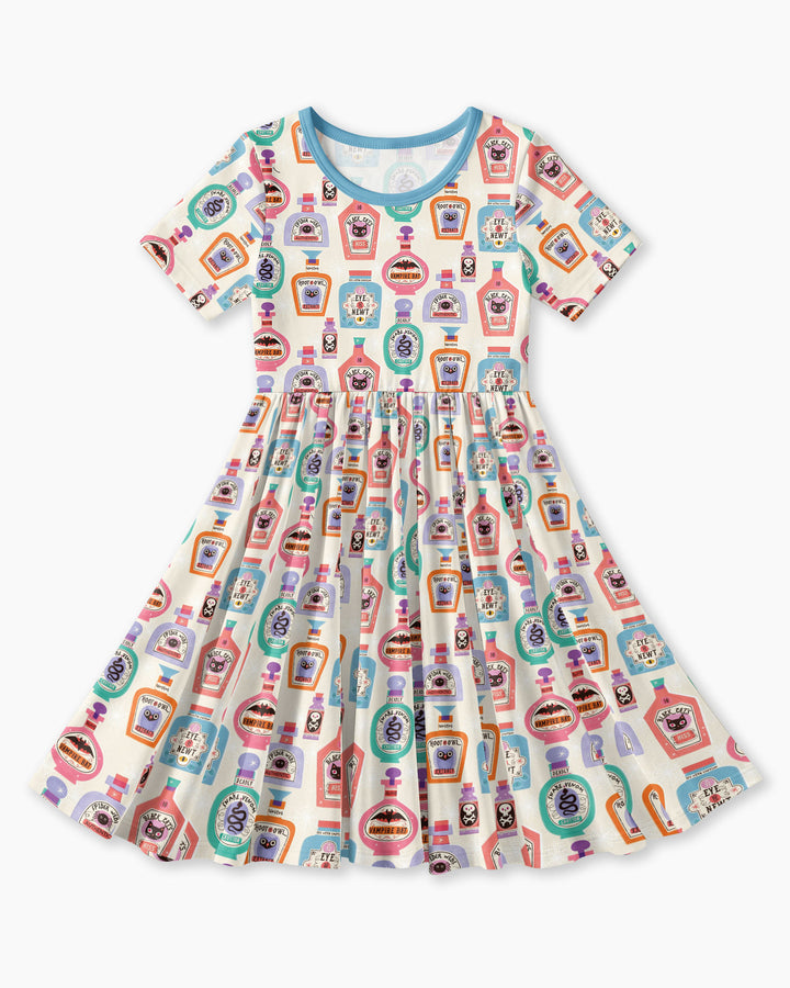 Retro Halloween Potions Bamboo Twirl Dress