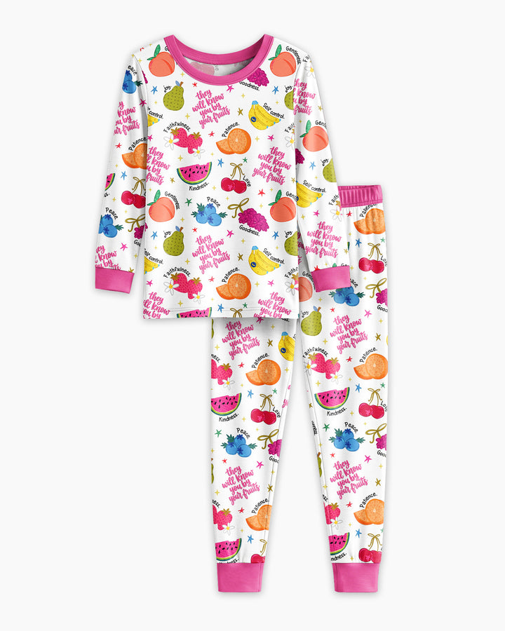 They Will Know You By Your Fruits Bamboo Two Piece Long Sleeve Pajama Set