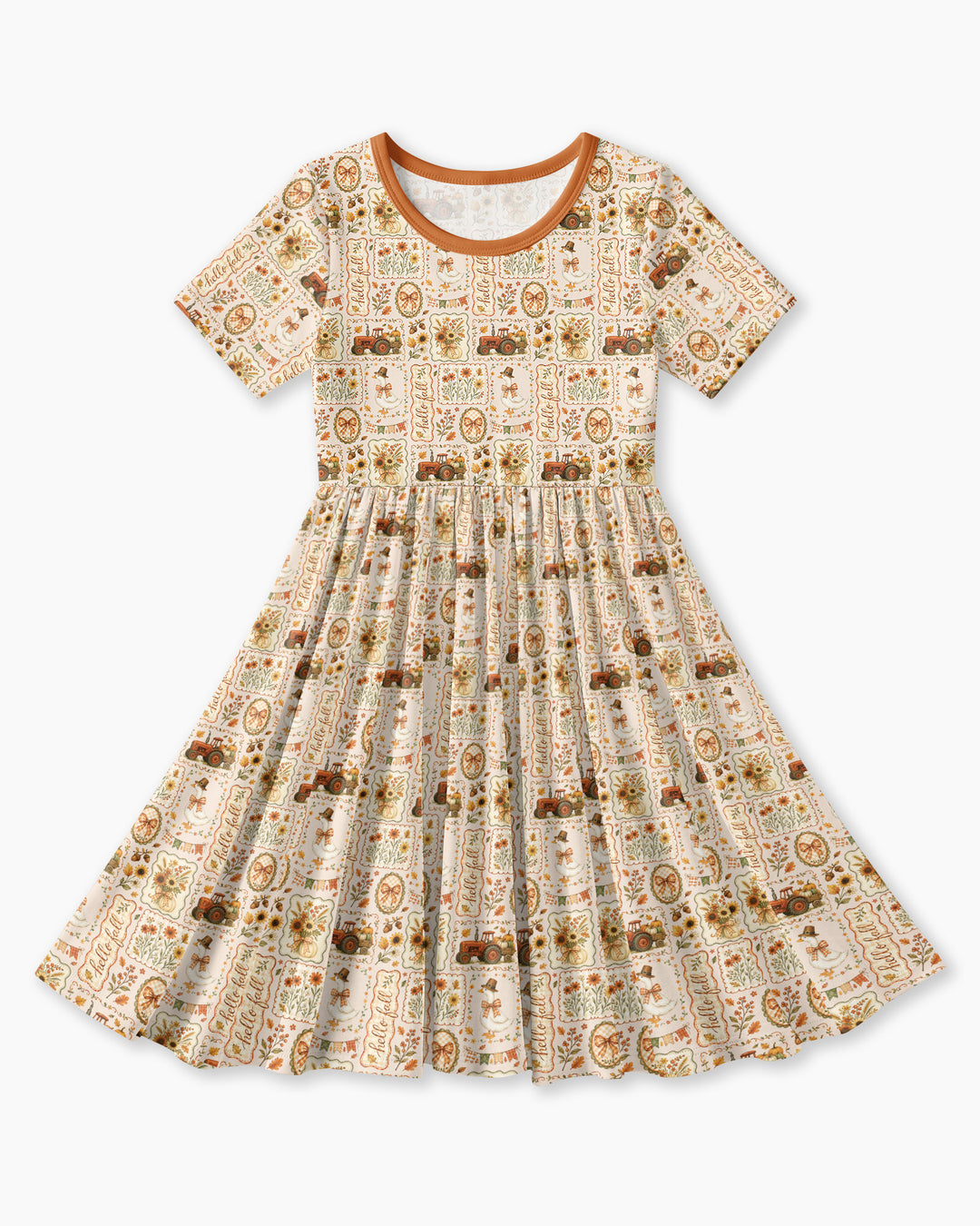 Farmhouse Fall Goose Family Matching Bamboo Twirl Dress