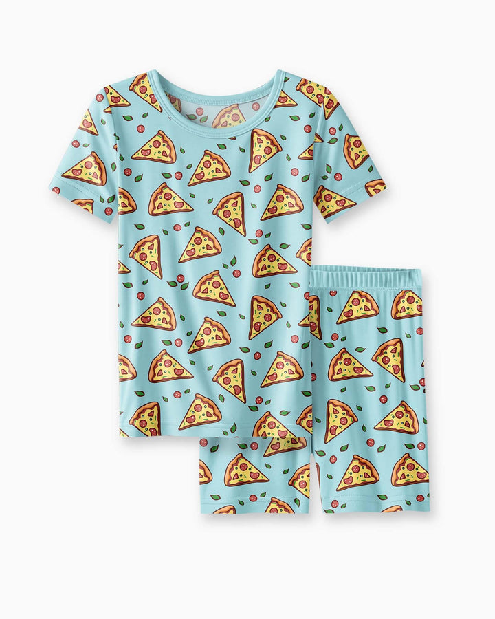 Pizza Doodle Bambus Zweiteiliges Kurzarm-Shorts-Pyjama-Set