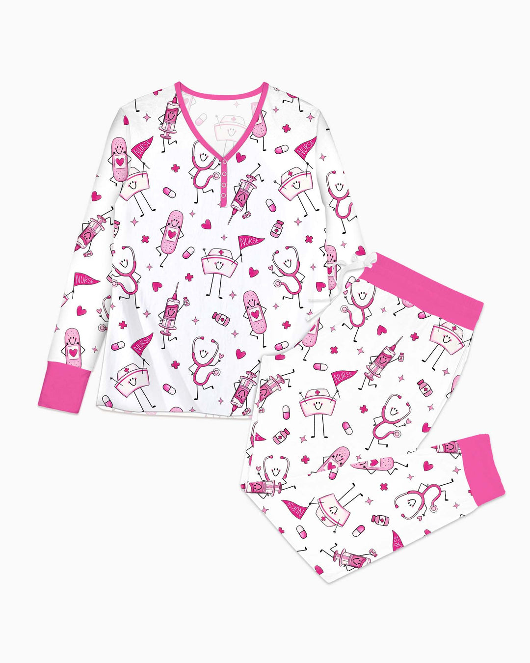 Familien-Pyjama-Set aus Bambus für Damen mit Küsten-Charme