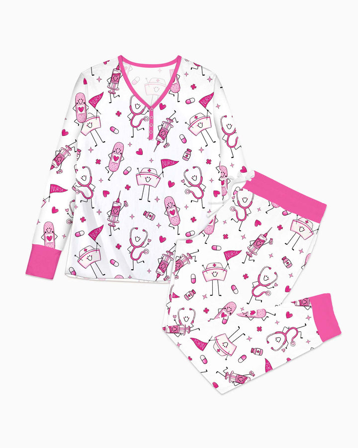 Familien-Pyjama-Set aus Bambus für Damen mit Küsten-Charme