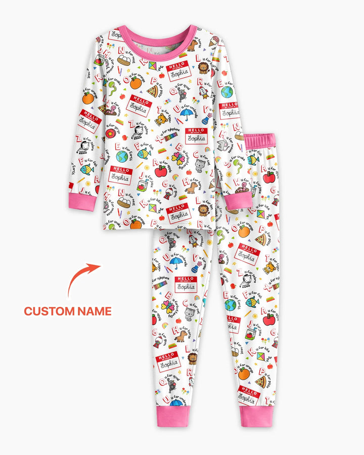 Zweiteiliges Langarm-Pyjama-Set mit Sommerfrüchten