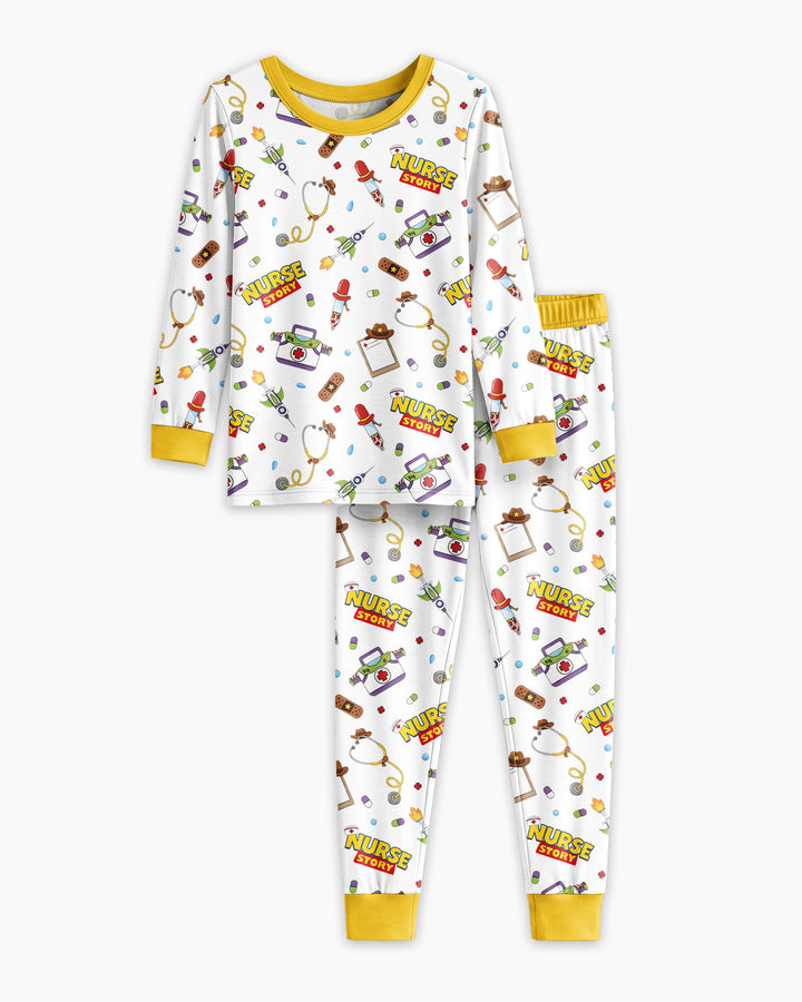 Zweiteiliges Langarm-Pyjama-Set mit Sommerfrüchten