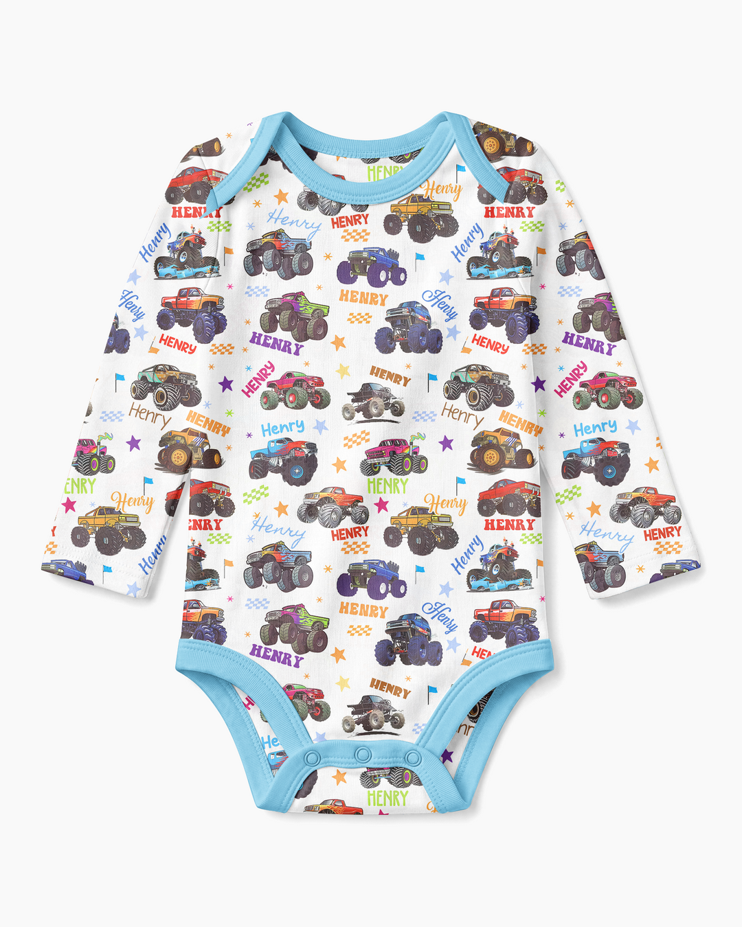 Monster Truck Custom Name Bamboo Bodysuit