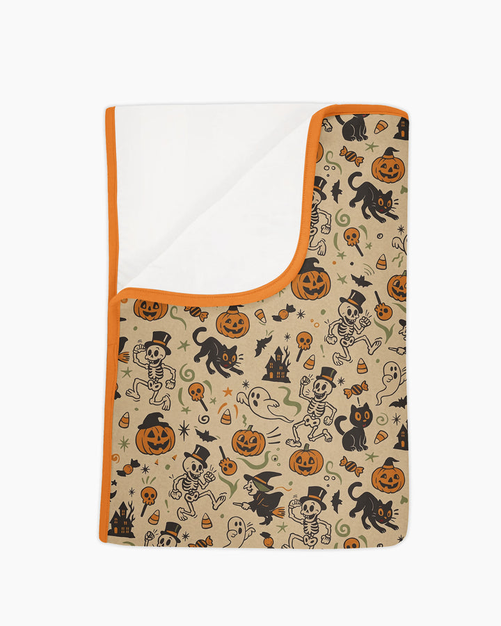 Vintage Skeleton Pumpkin Halloween Bamboo Blanket