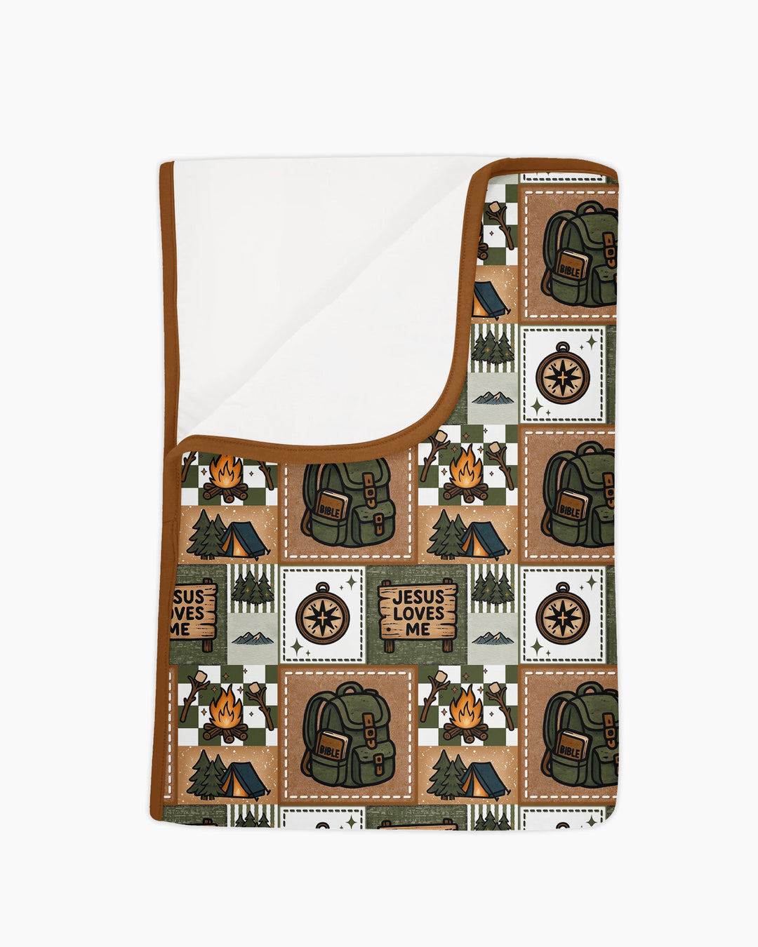 Camping Jesus Loves Me Bamboo Blanket