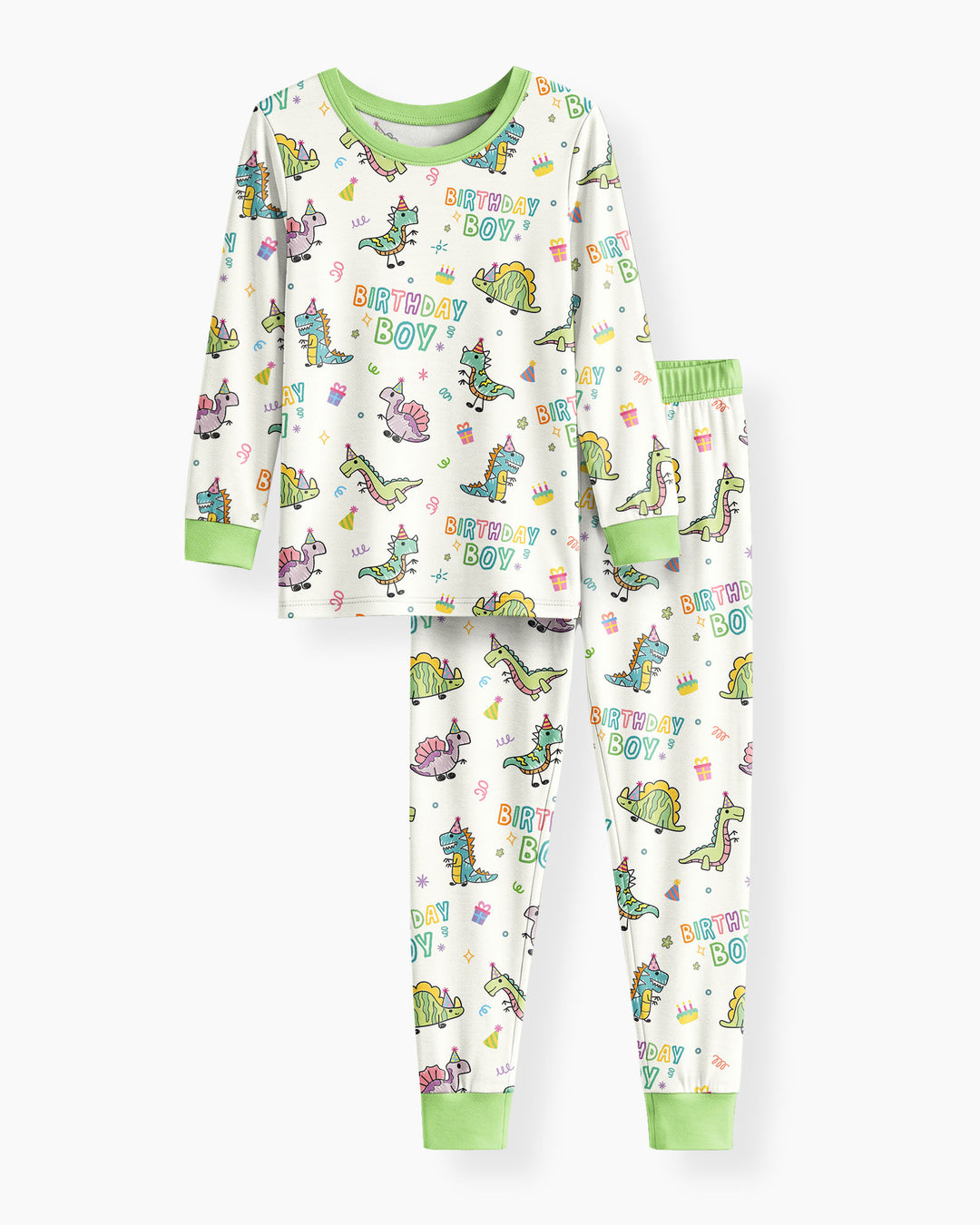 Dino Birthday Boy Bamboo Two Piece Long Sleeve Pajama Set