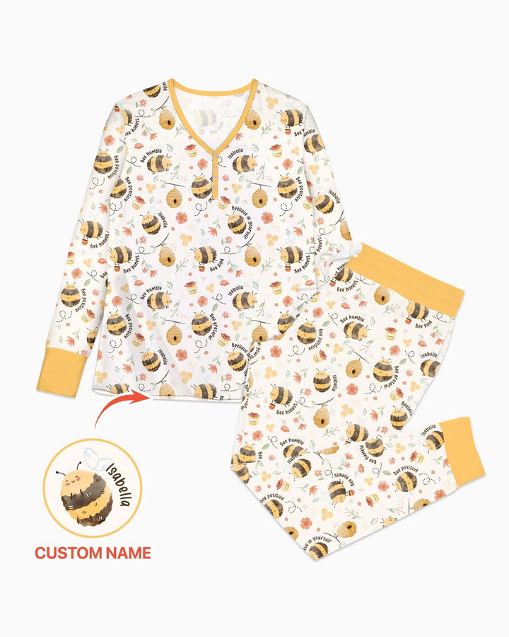 Bienenkind Personalisierter Name Damen-Pyjama-Set aus Bambus