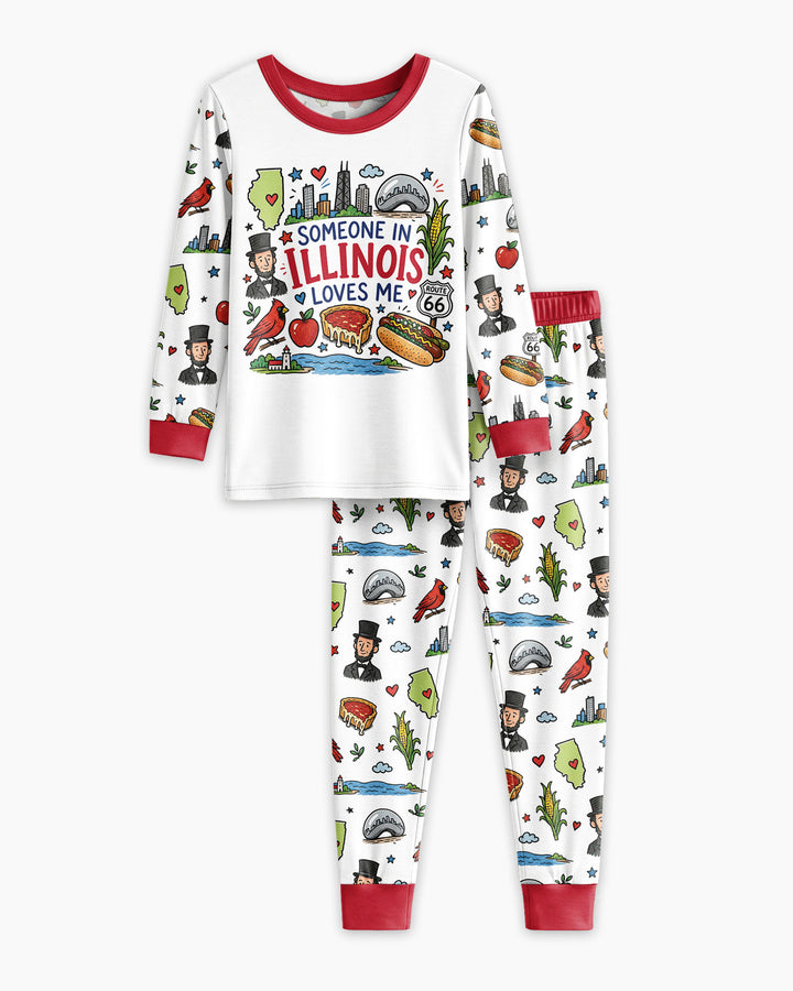 Someone in Illinois Loves Me Bamboo Two Piece Long Sleeve Pajama Set