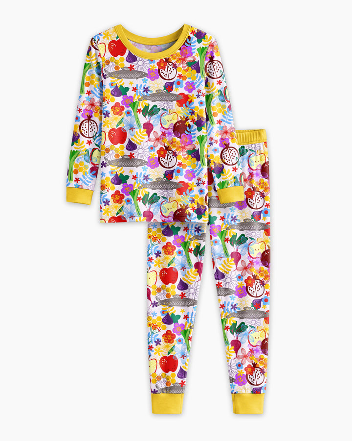 Happy Rosh Hashanah Bamboo Two Piece Long Sleeve Pajama Set