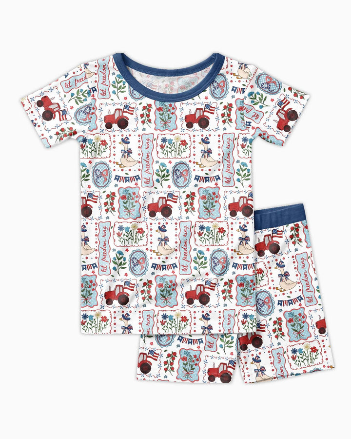 Template Zweiteiliges Pyjama-Set mit kurzen Ärmeln und Shorts