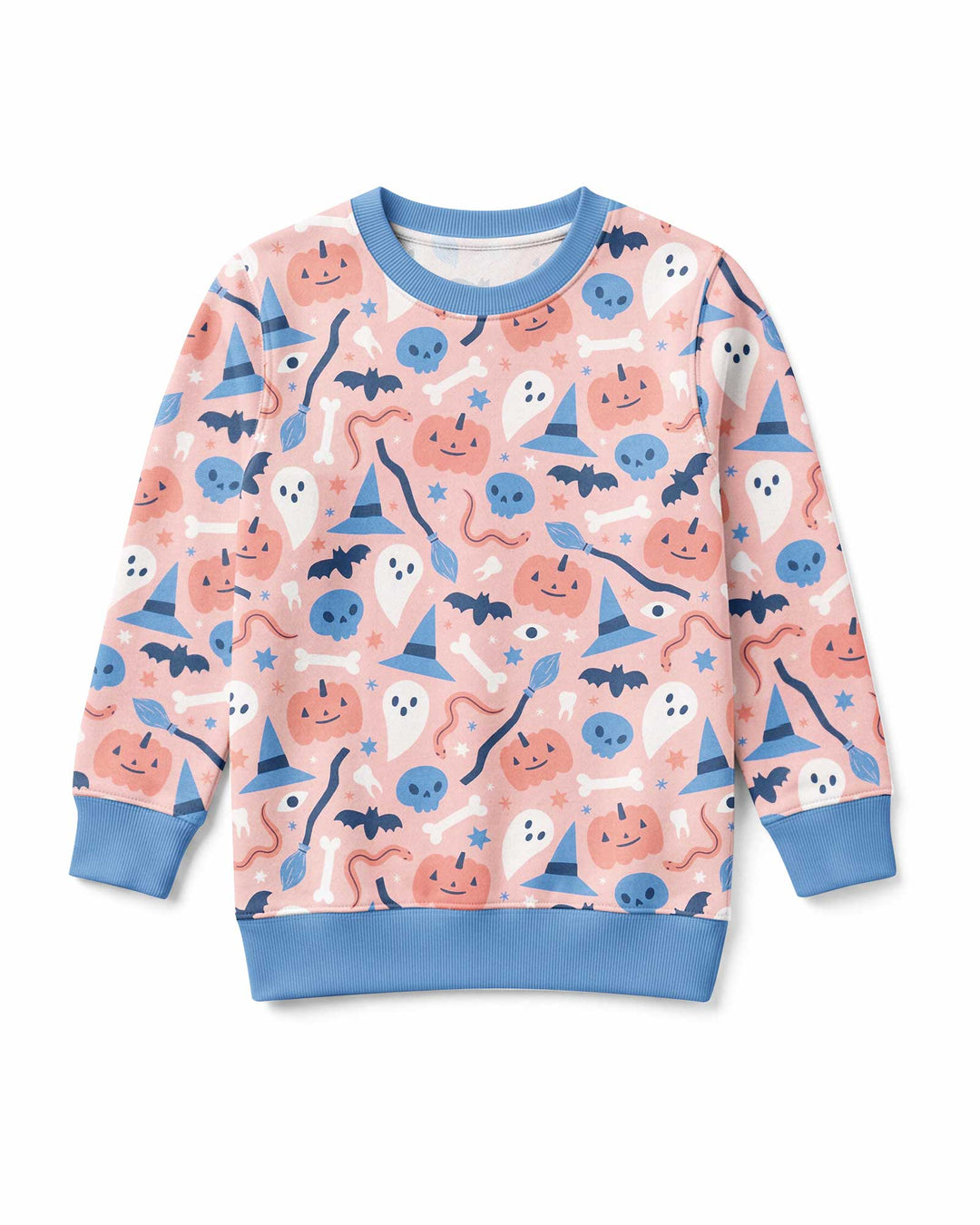 Pastel Pumpkins Skulls And Witch Craft Bamboo Crewneck Sweatshirt