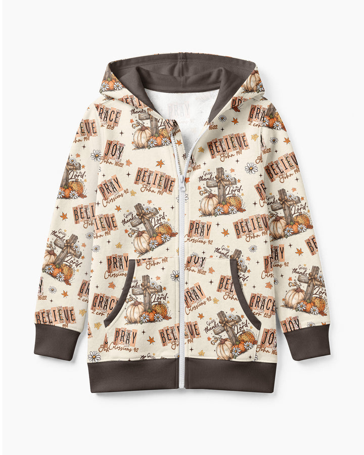 Floral Fall Give Thanks To The Lord Bamboo Zip Hoodie
