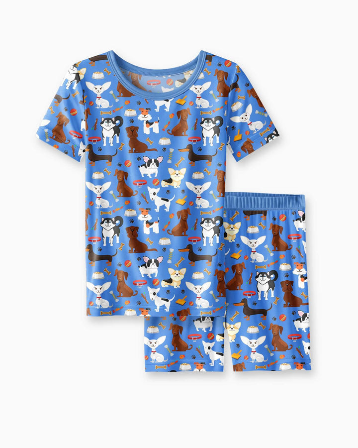 Dapper Dogs Pyjama-Set aus Bambus, zweiteilig, kurzärmelig, kurze Hose