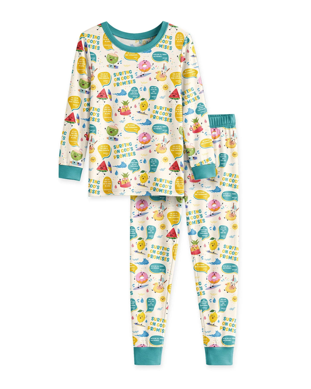 Zweiteiliges Langarm-Pyjama-Set mit Sommerfrüchten