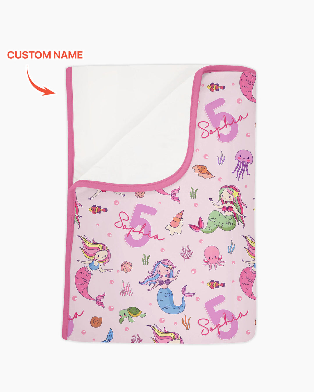 Custom Name Birthday Mermaid Bamboo Blanket