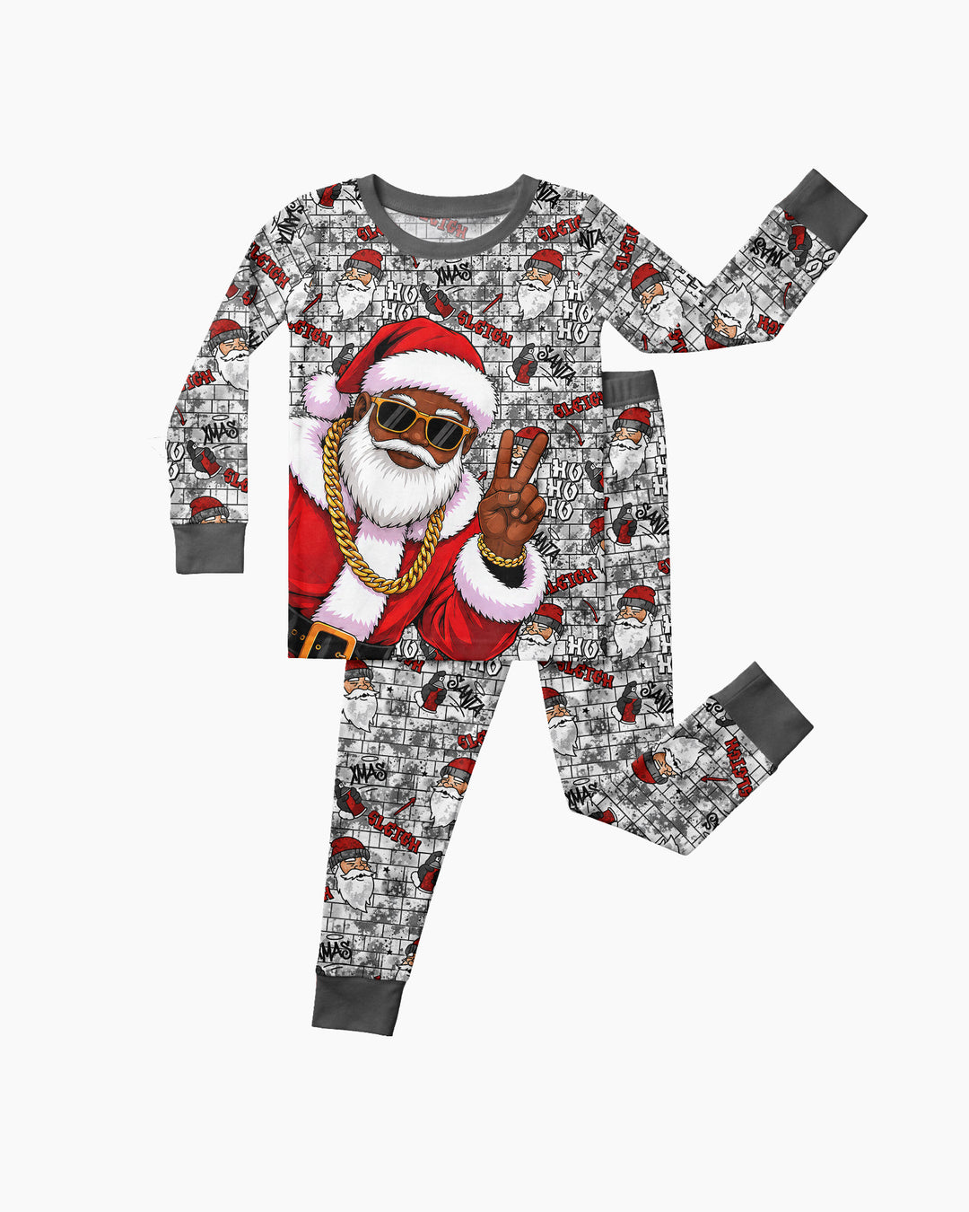 Santa Swag Christmas Bamboo Two Piece Long Sleeve Pajama Set