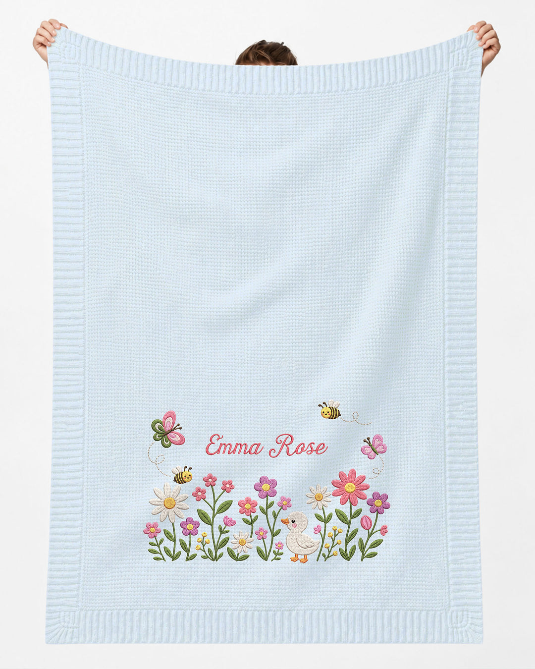 Lovely Floral Embroidered Baby Cotton Blanket