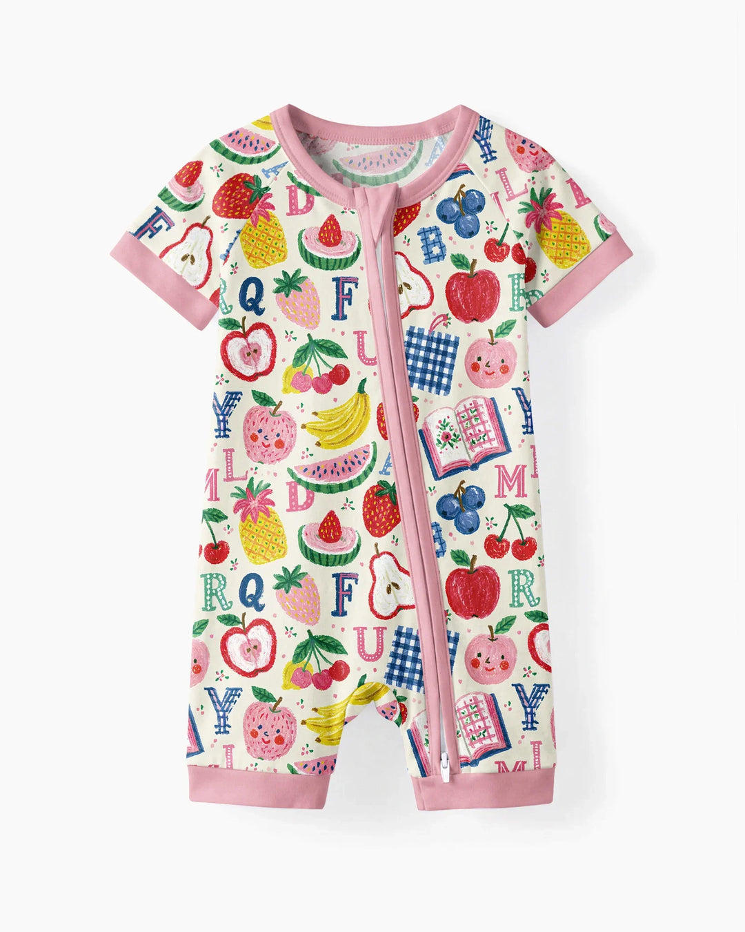 Back To School Fruit Alphabet Bamboo Shorty Zippy