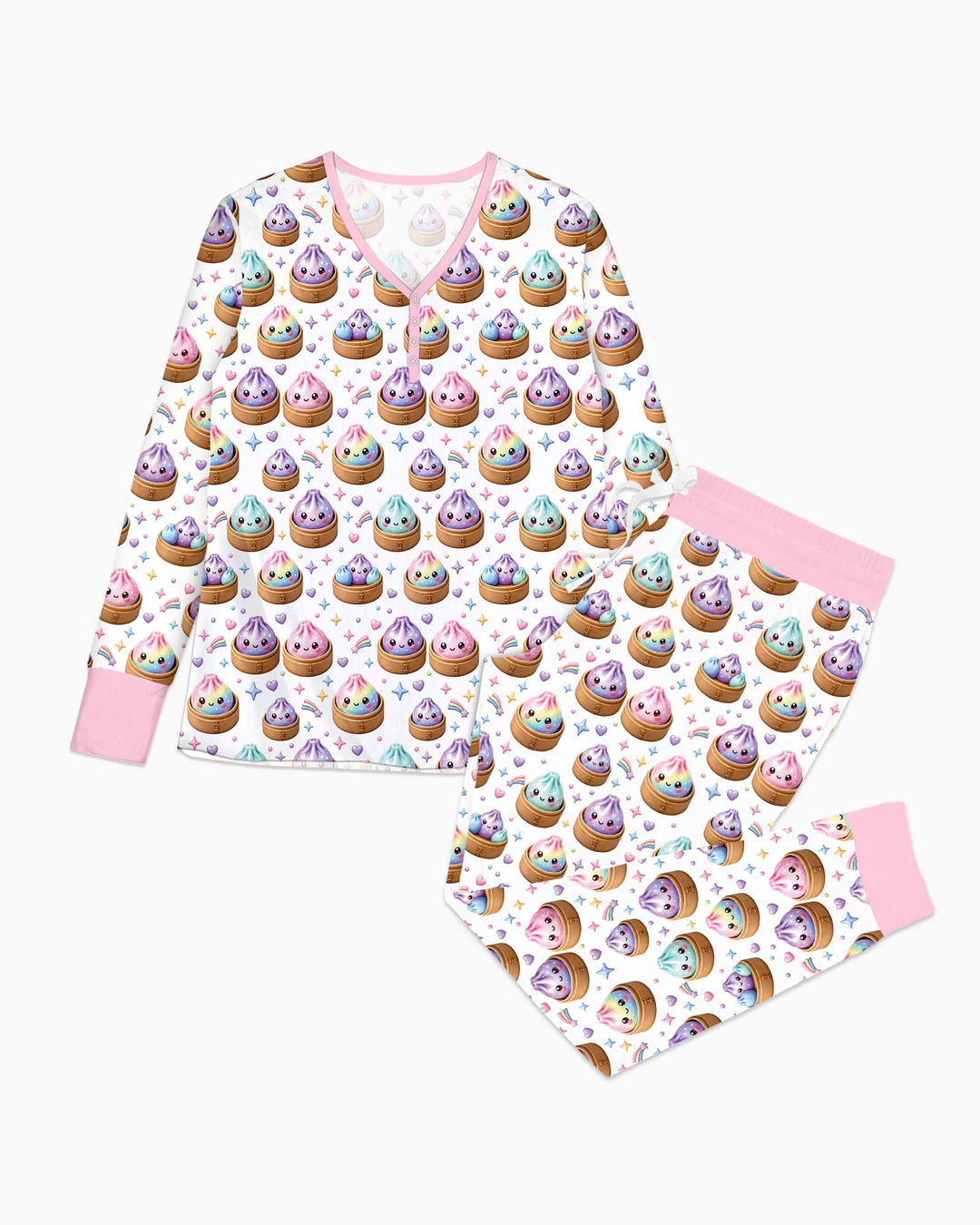 Cute Glitter Dumpling Bamboo Women Pajama Set