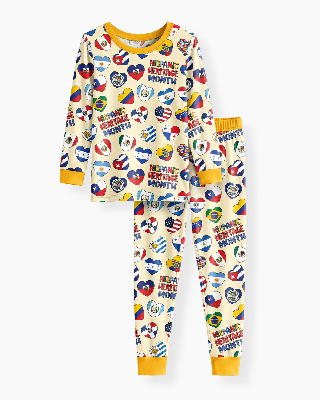 Country Flags Hispanic Heritage Month Bamboo Two Piece Long Sleeve Pajama Set