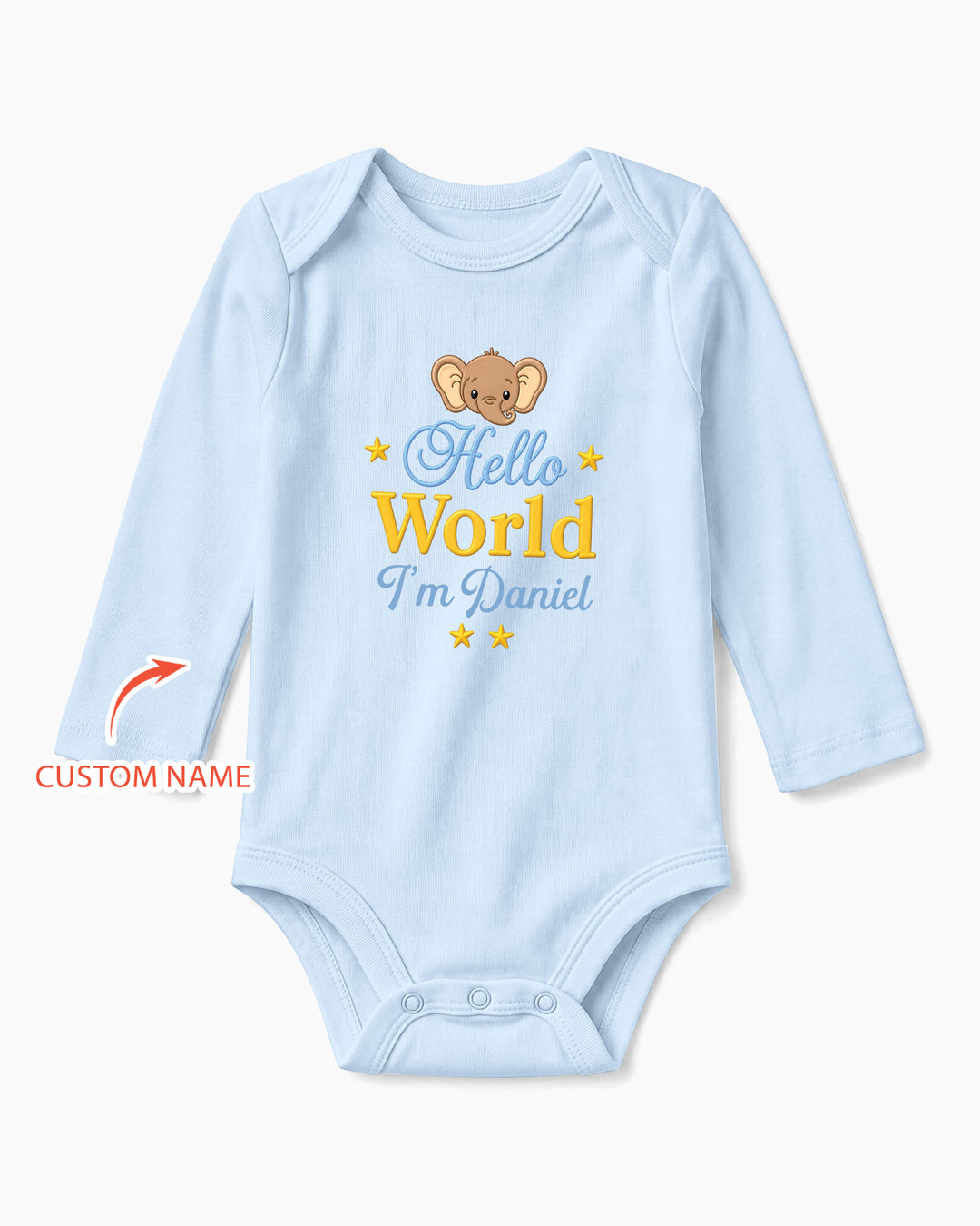 Hello World Elephant, Personalized Custom Baby Onesie, Gift For Babies