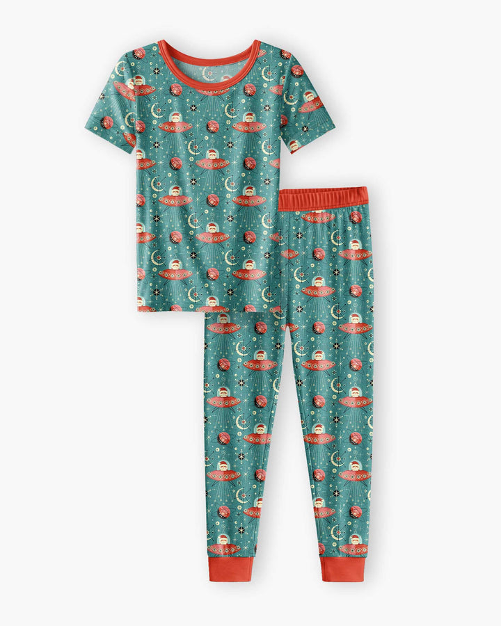 Atomic Santas in Space Bamboo Two Piece Short Sleeve Pajama Set