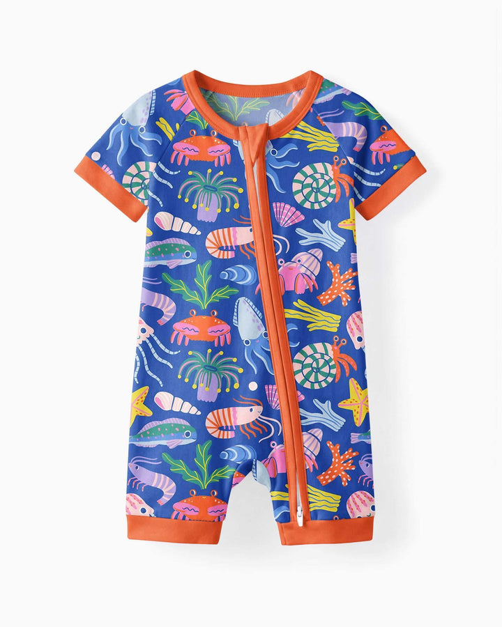 Under the Sea Bamboo Shorty Zippered Romper
