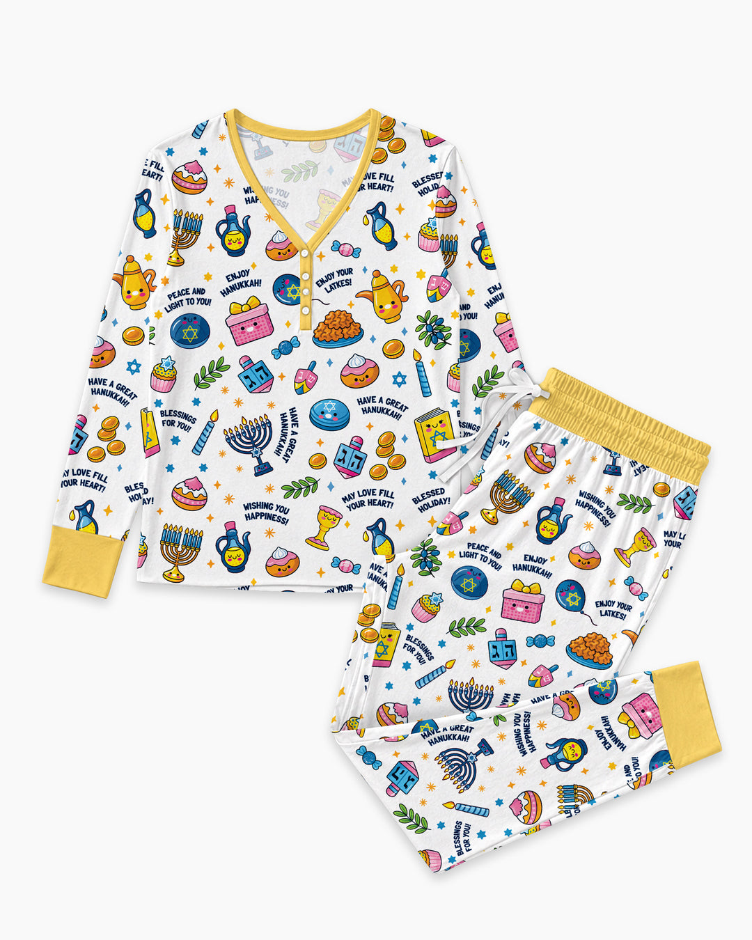 Kawaii Menorah Holiday Bamboo Women Pajama Set