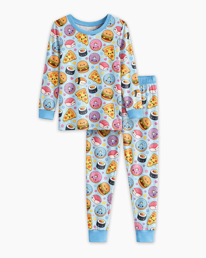 Zweiteiliges Langarm-Pyjama-Set mit Sommerfrüchten