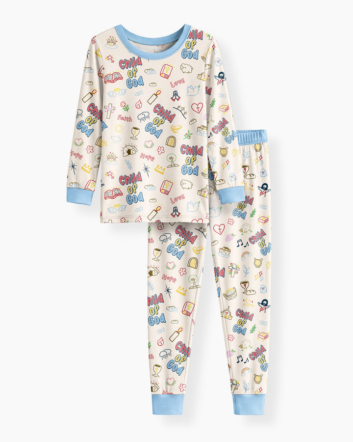 Zweiteiliges Langarm-Pyjama-Set mit Sommerfrüchten