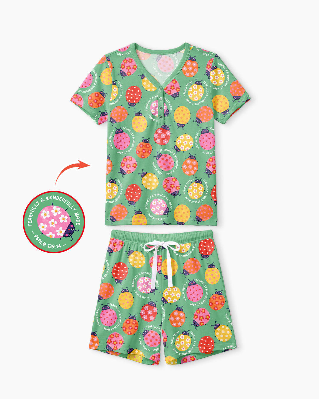 Fearfully & Wonderfully Made Bamboo Women Short Sleeve Short Pajama Set