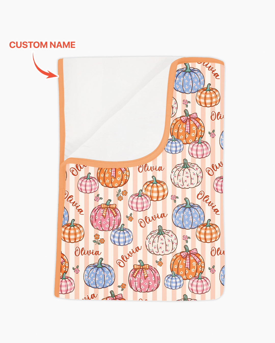 Custom Name Pumpkin Patch Bamboo Blanket