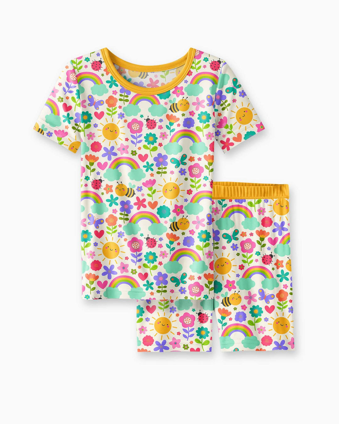 Sommer-Sonnenschein Bambus Zweiteiler Kurzarm Shorts Pyjama-Set