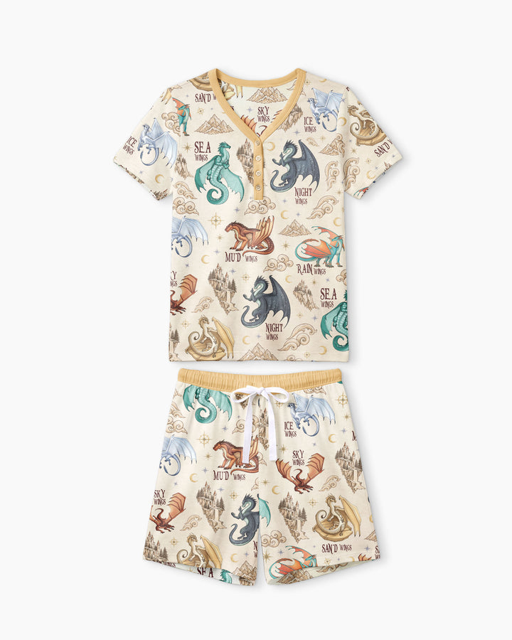 Elemental Dragons Bamboo Women Short Sleeve Short Pajama Set