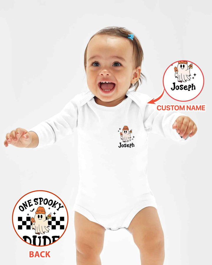 Personalized One Spooky Dude Pumpkin Bamboo Bodysuit