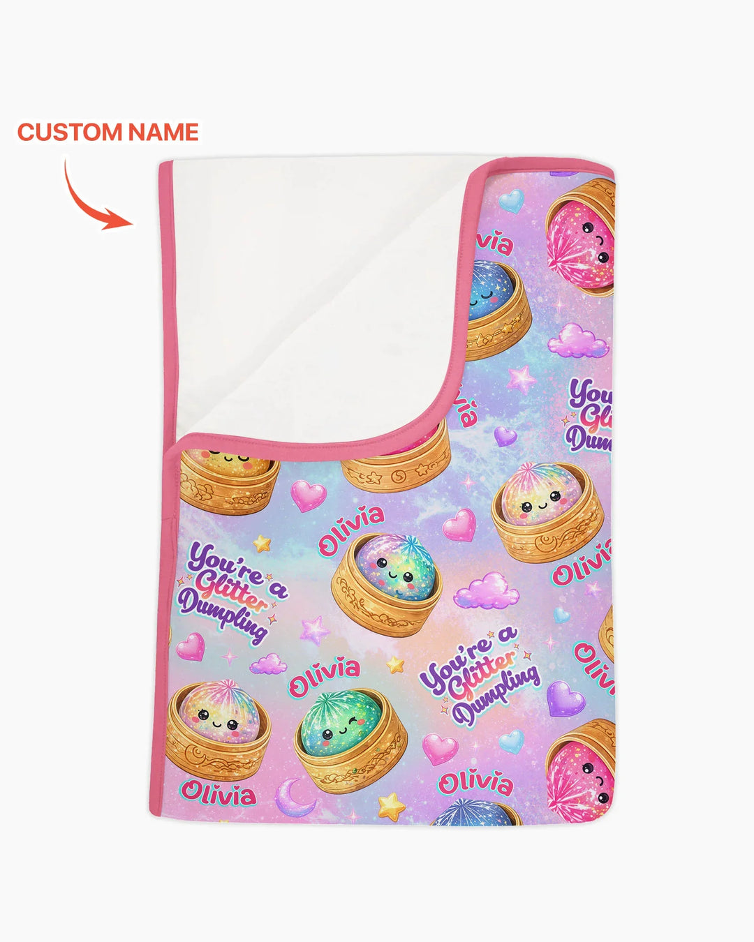 Custom Name You're A Glitter Dumpling Bamboo Blanket