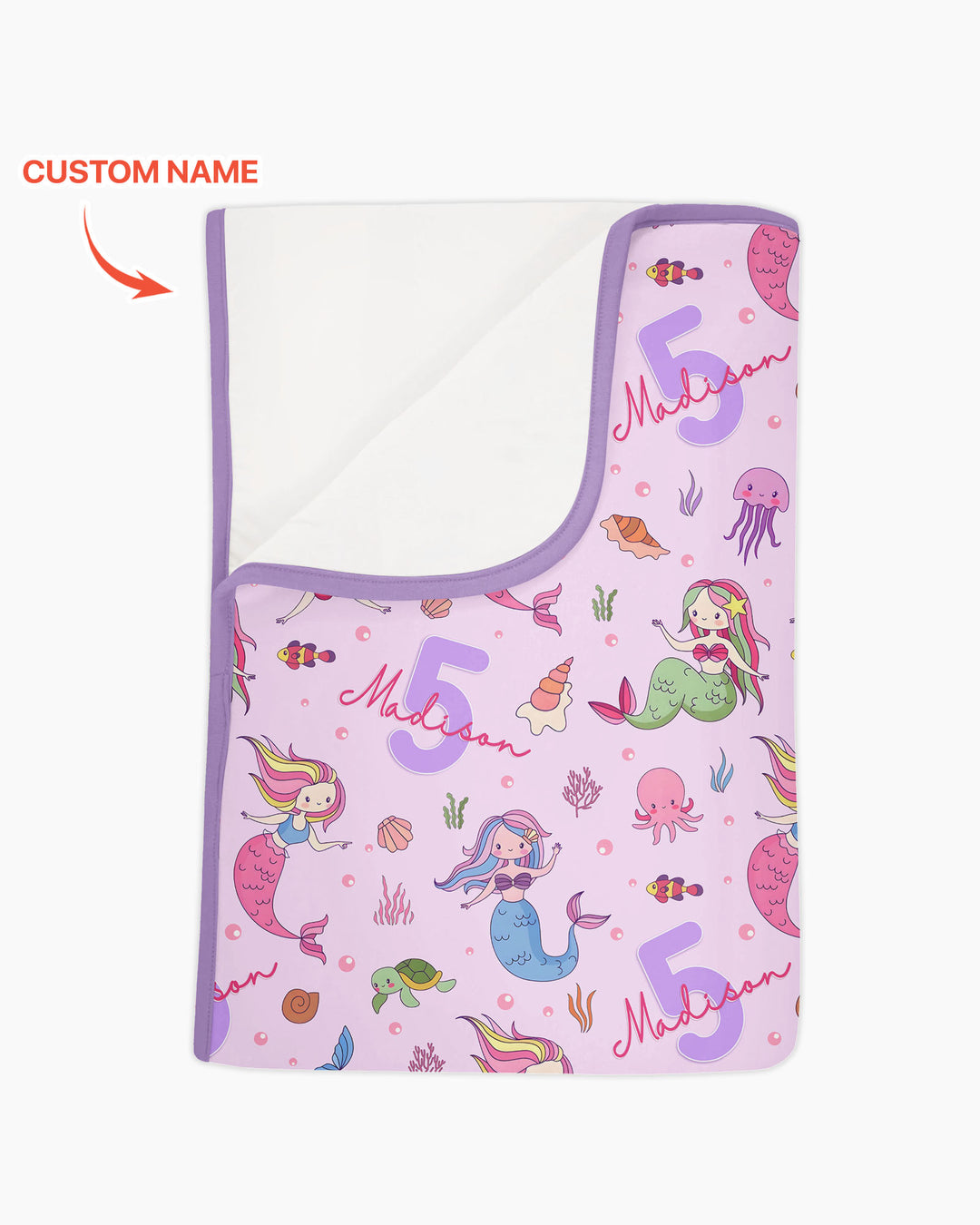 Custom Name Birthday Mermaid Bamboo Blanket