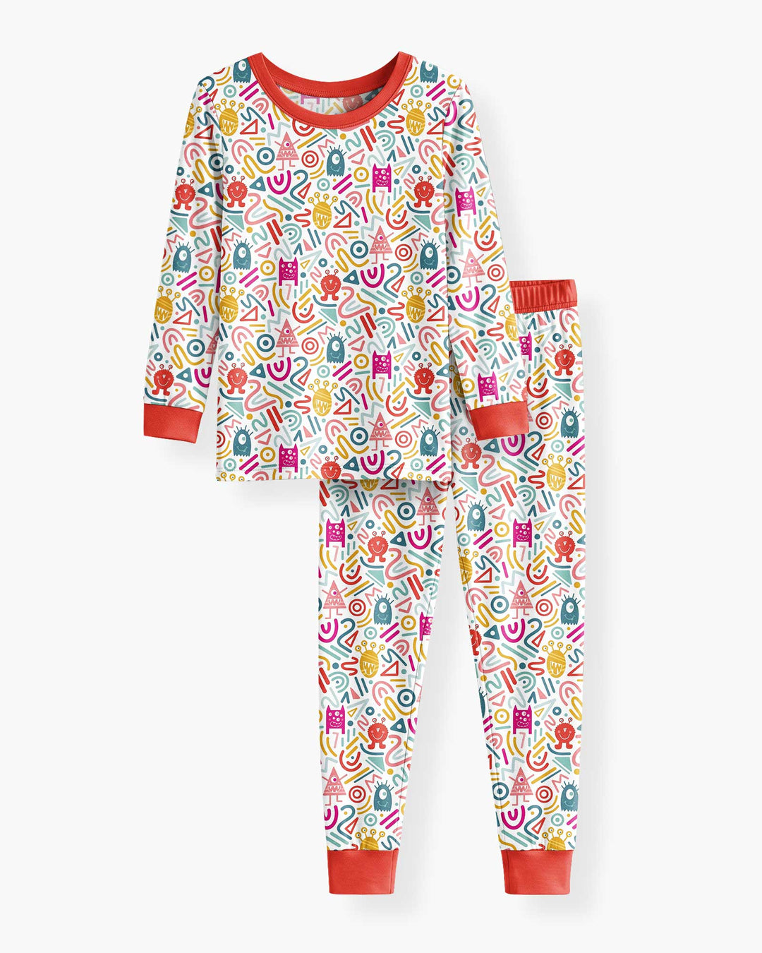 Rainbow Monster Party Bamboo Two Piece Long Sleeve Pajama Set