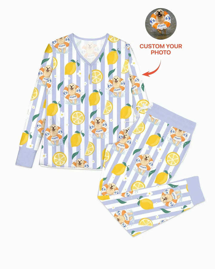 Custom Image Summer Lemon Bamboo Women Pajama Set