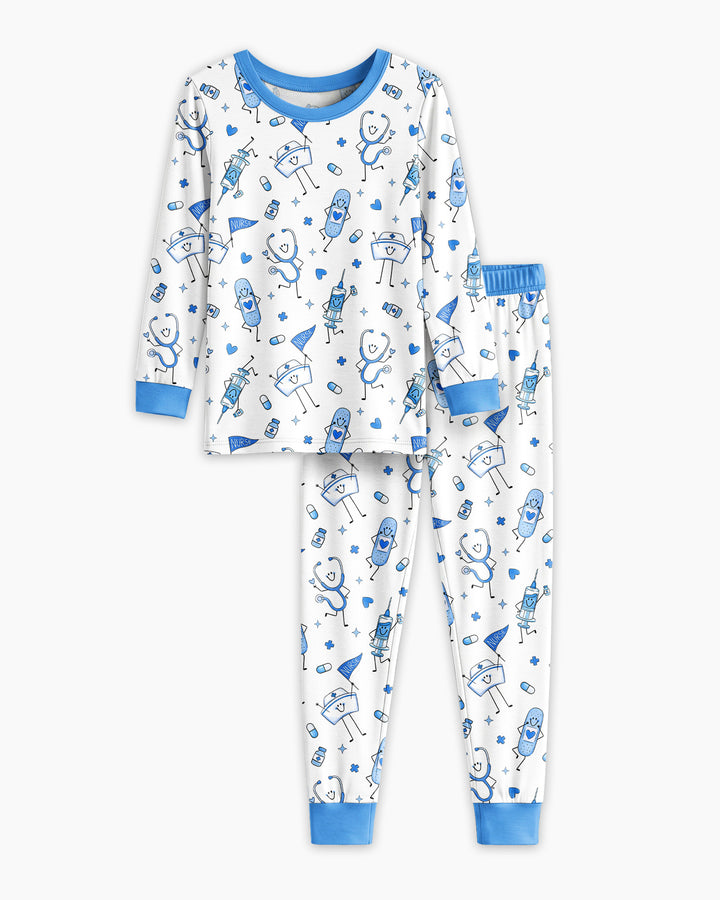 Zweiteiliges Langarm-Pyjama-Set mit Sommerfrüchten